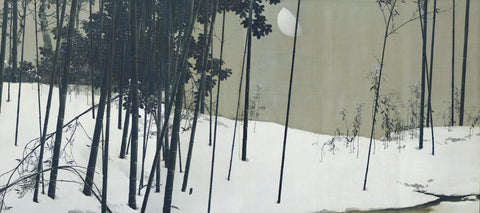 Winter Moon - Konoshima Okoku - Japanese Masters Painting - Large Art Prints by Konoshima Okoku