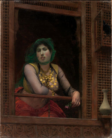 Woman At A Balcony - Jean-Leon Gerome - Orientalist Art Painting - Framed Prints