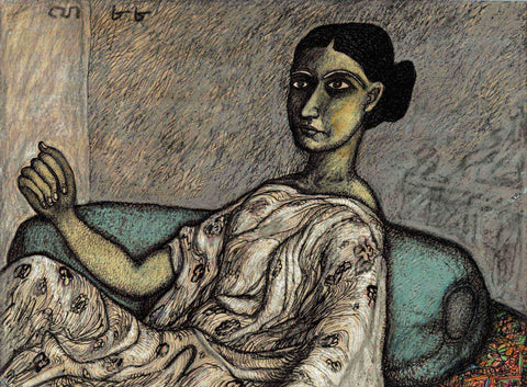 Woman Resting On A Pillow - Large Art Prints by Jogen