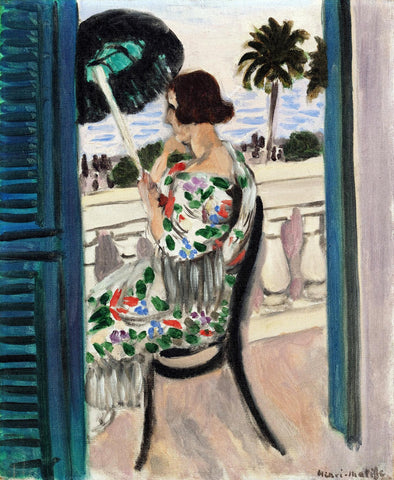 Woman Sitting On A Balcony - Henri Matisse - Neo-Impressionist Art Painting - Posters