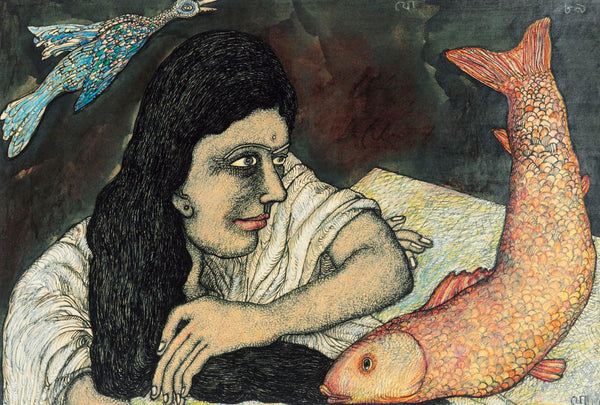 Woman With A Fish - Canvas Prints