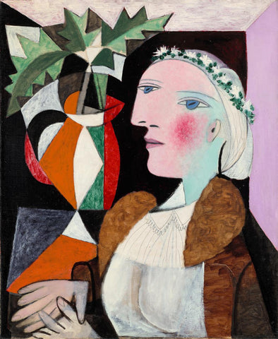 Woman With A Vase With Holly (Femme au Vase de Houx) (Marie-Therese) - Pablo Picasso Painting - Posters