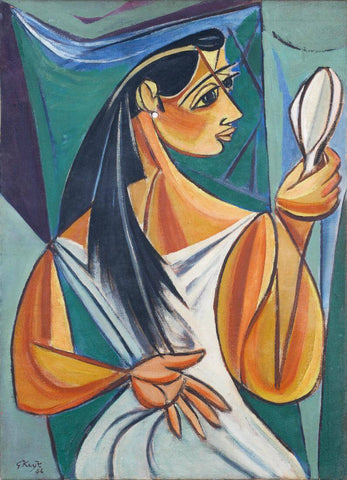 Woman With Mirror - George Keyt by George Keyt