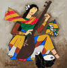 Woman with Sitar - Maqbool Fida Husain Painting - Large Art Prints