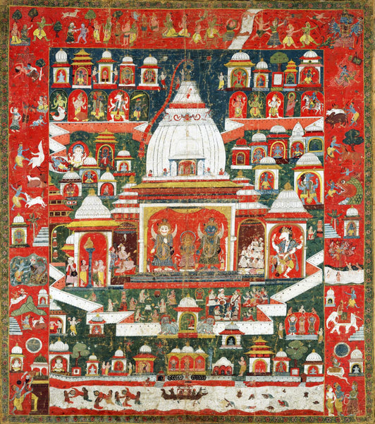 Worship Of Lord Jagannath (Krishna) In His Temple at Puri - 18th Century Vintage Indian Art - Posters