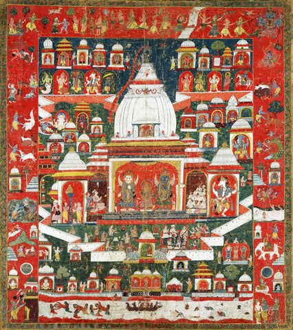 Worship Of Lord Jagannath (Krishna) In His Temple at Puri - 18th Century Vintage Indian Art - Canvas Prints