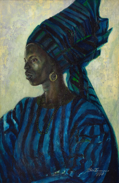 Yoruba Woman in Blue - Ben Enwonwu - African Masterpiece Painting - Art Prints