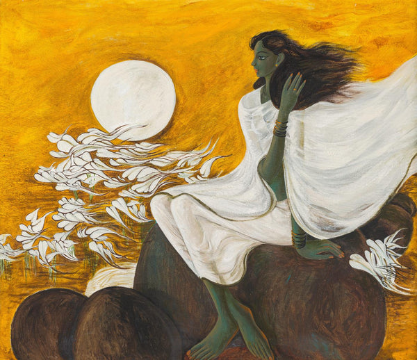 Young Woman - B Prabha - Indian Art Painting - Canvas Prints