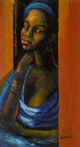 Young Woman in Blue - Ben Enwonwu - African Painting - Art Prints