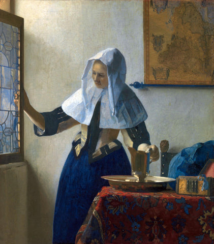 Young Woman with a Water Pitcher - - Johannes Vermeer - Baroque Painting - Canvas Prints