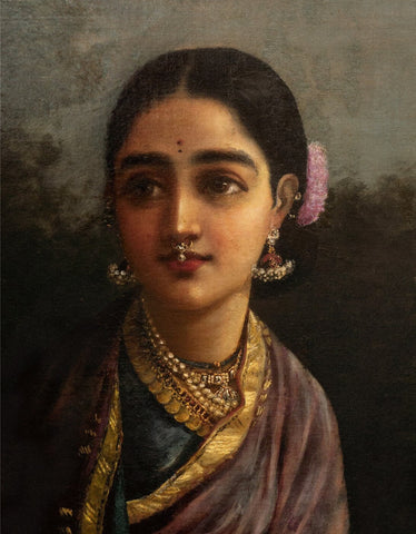 Portrait - Radha in the Moonlight - Canvas Prints by Raja Ravi Varma