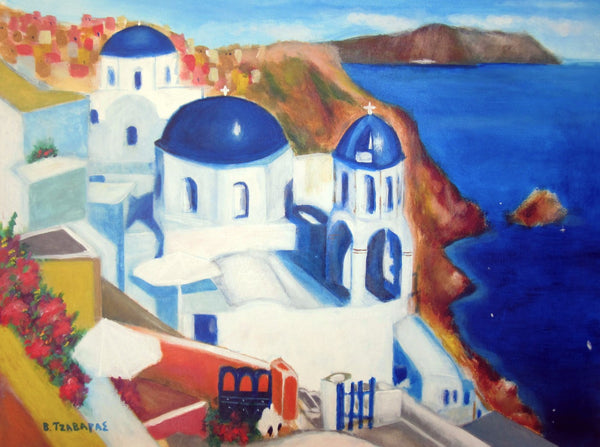 Room With A View Of Santorini - Art Prints