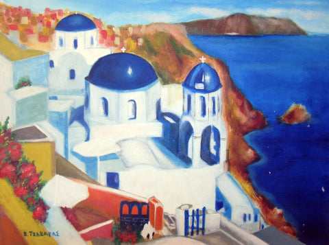 Room With A View Of Santorini - Large Art Prints