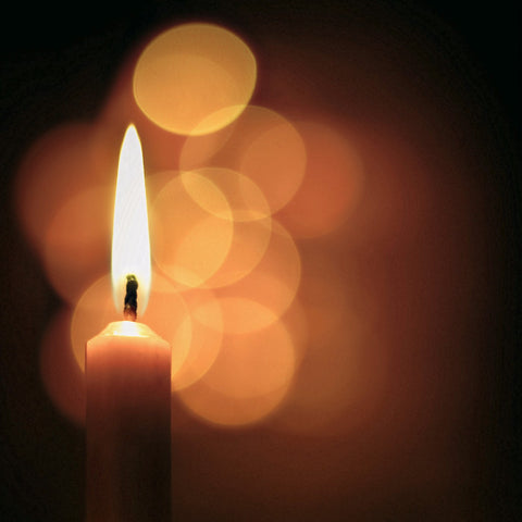Burning Candle with Bokeh Background - Framed Prints