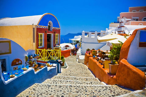 Sun Soaked Streets Of Santorini #2 by Roselyn Imani