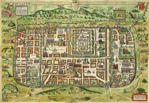 Map Of Jerusalem In The Time Of Jesus – Christian Art Painting by Christian Art