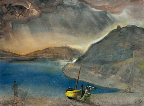 Landscape Of Portlligat With Approaching Storm (Paisaje de Port Lligat con tormenta inminente) - Salvador Dali Painting - Surrealism Art - Large Art Prints