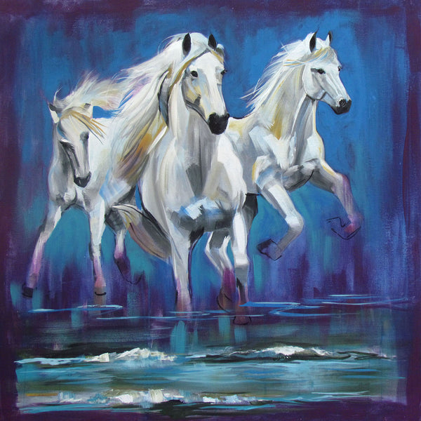 Running Horses Oil Painting - Framed Prints
