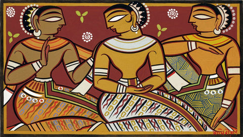 Three Figures by Jamini Roy