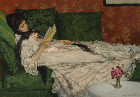 Untitled - Woman Reading A Book - Canvas Prints by Rupert Bunny