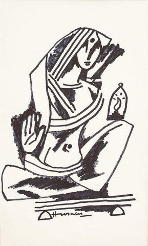 Lady With A Lamp by M F Husain