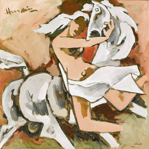 Man And Horse - M.F Hussain by M F Husain