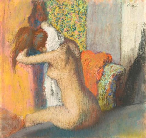 After the Bath, Woman Drying Her Nape - Framed Prints by Edgar Degas