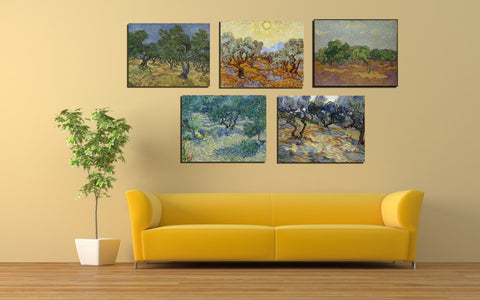 Set Of 4 Olive Trees - Premium Quality Gallery Wrap (14 x 18 inches) by Vincent Van Gogh