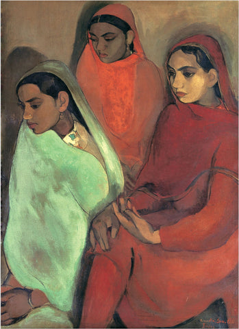 Group of Three Girls - Framed Prints by Amrita Sher-Gil