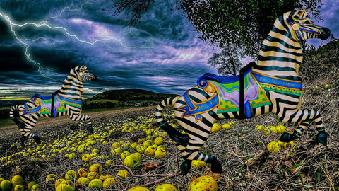 Zebras Running - Large Art Prints