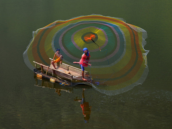 A Fisherman And A Rainbow Web - Canvas Prints