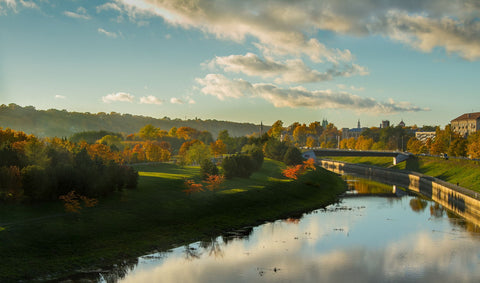 Misty Sunset Over Nemunas River - Large Art Prints