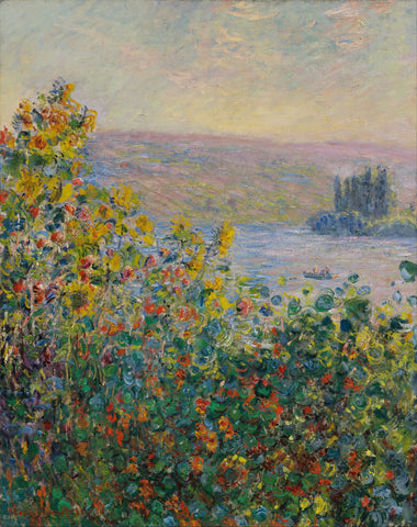 Flower Beds At Vétheuil - Large Art Prints by Claude Monet