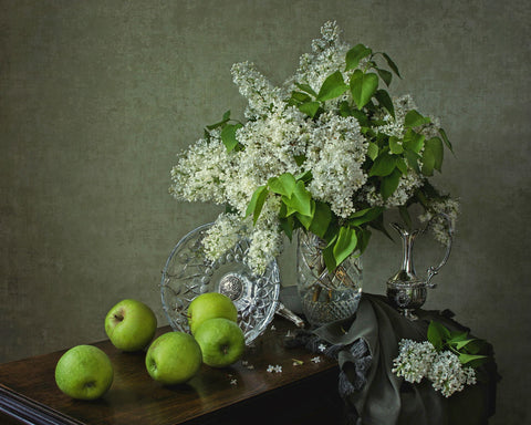 Still Life With White Lilacs - Canvas Prints by Iryna Prykhodzka