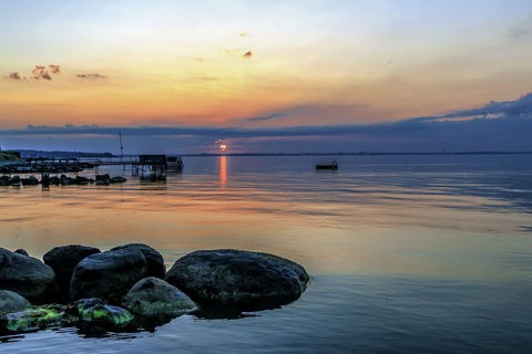 The Morning Sunrise Reflected In The Sound Between Denmark And Sweden - Framed Prints