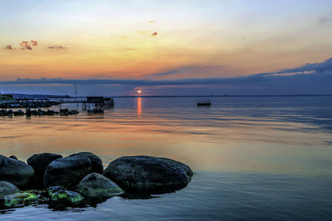 The Morning Sunrise Reflected In The Sound Between Denmark And Sweden - Large Art Prints by Loethen