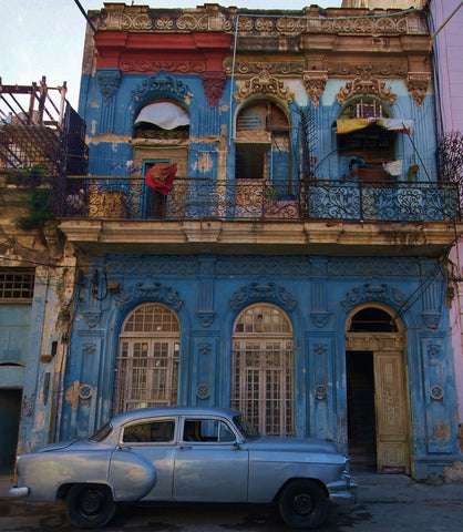 Old Car In Front Of Old House. - Art Prints