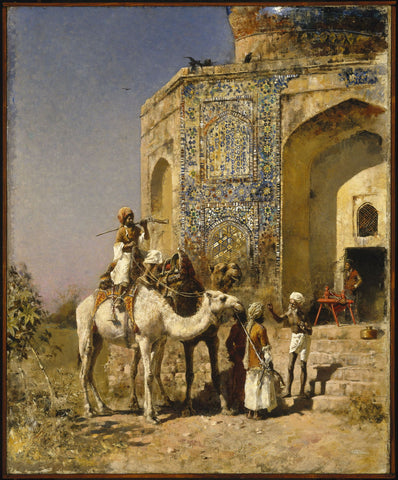 The Old Blue - Tiled Mosque Outside Of Delhi, India - Posters by Edwin Lord Weeks