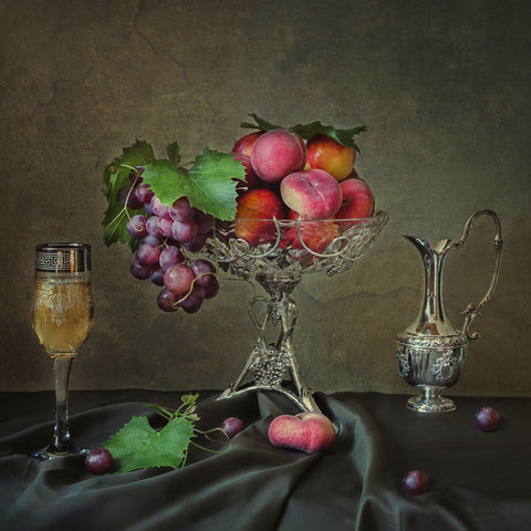 Fruit And Wine - Large Art Prints by Iryna Prykhodzka