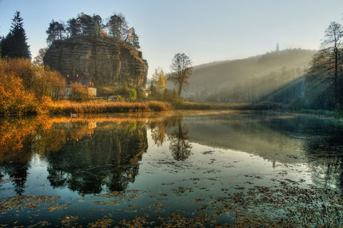 Sunrise On The Castle Pond - Posters by Petr Germani?