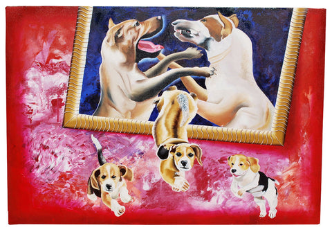 Dog Fighting - Framed Prints by Bhagirath Art