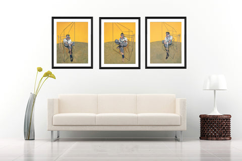 Set Of 3 Three Studies of Lucian Freud - Francis Bacon - Premium Quality Framed Digital Print (12 x 18 inches) Final size by Francis Bacon