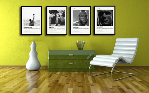 Set Of 4 Movie Poster Art Set - Rocky  - Premium Quality Framed Poster (18 x 24 inches) by Susie Bryan