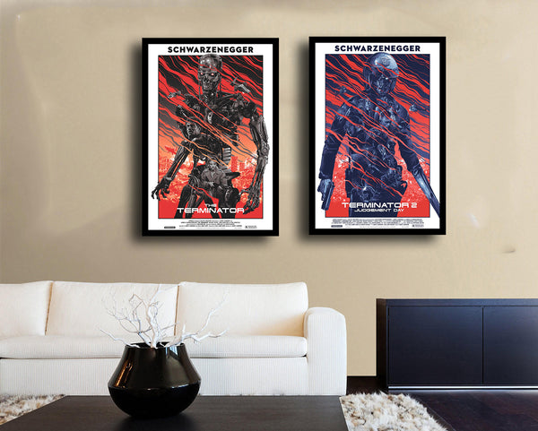 Set Of 2 Art Movie Poster - Terminator  - Premium Quality Framed Poster (18 x 24 inches)