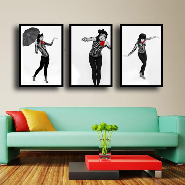 Set Of 3 Mime - Premium Quality Framed Digital Print (15 x 20 inches)