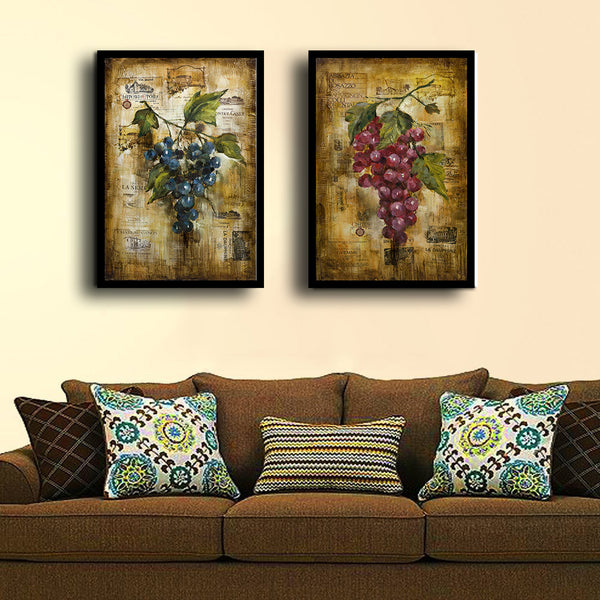 Set Of 2 Bordeaux and Chardonnay - Framed Canvas Art Print (22x32)