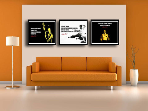 Set Of 3 Bruce Lee - Premium Quality Framed Poster (12 x 18 inches)