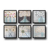 Set Of 6 Contemporary Pastel Floral - Framed Canvas Art Print (12x12)