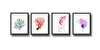 Set Of 4 Coral Floral Abstract - Premium Quality Framed Digital Print (12 x 15 inches)