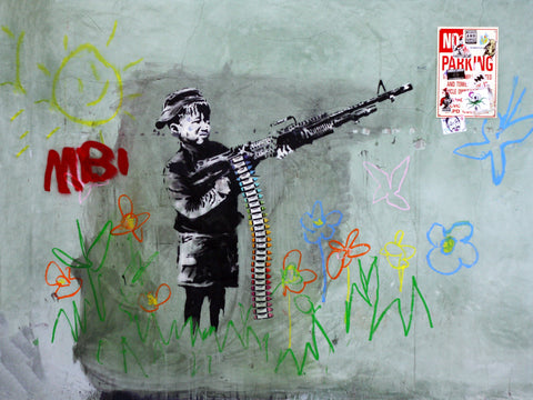 Boy With Machine Gun (Child Soldier) – Banksy – Pop Art Painting - Life Size Posters